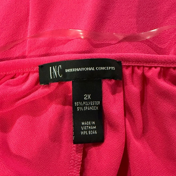 INC International Concepts Pink Asymmetrical Tie Front Blouse - Picture 4 of 4